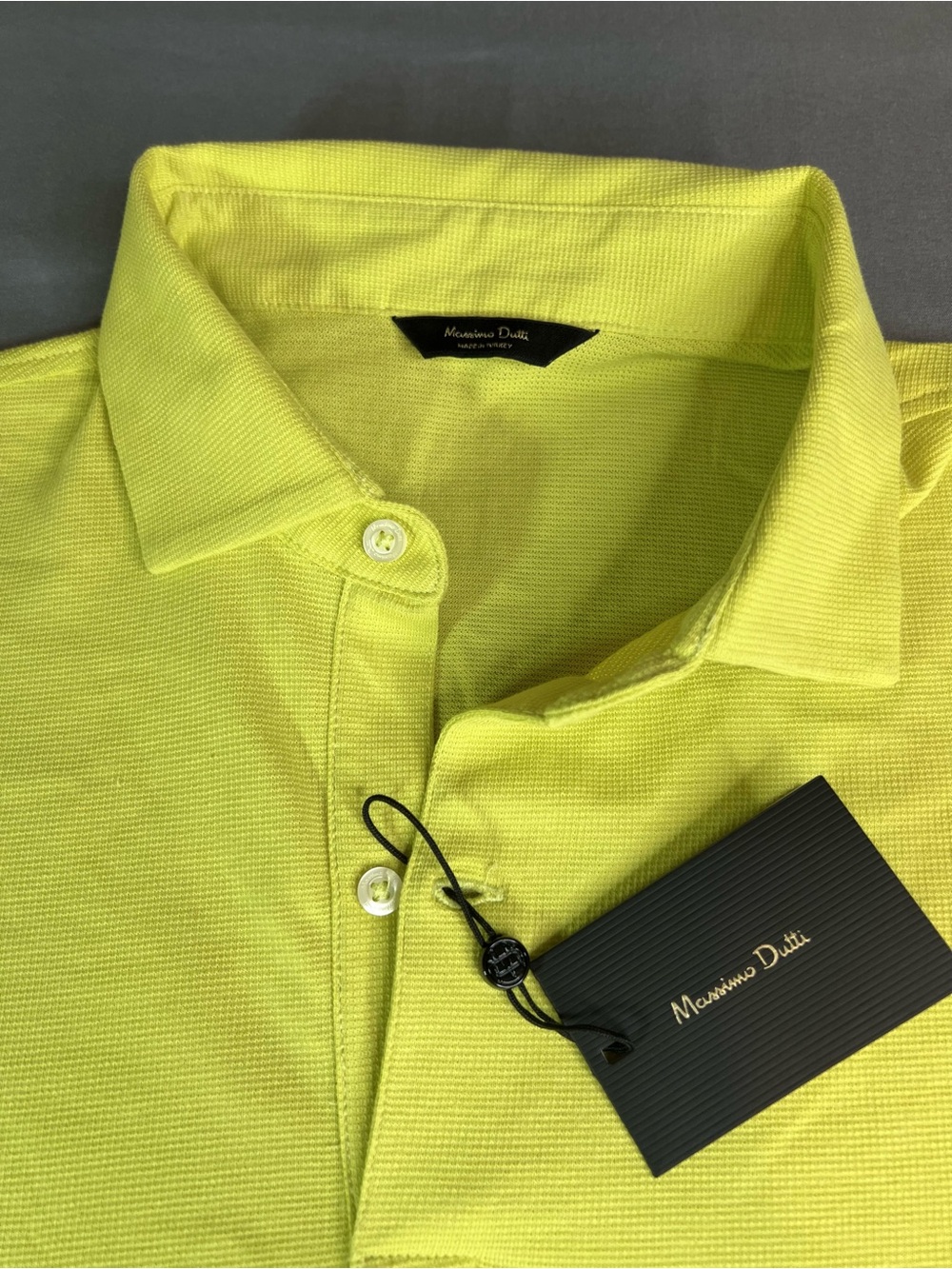 Massimo Dutti Men’s Citrine Yellow Polo Shirt NWT Size Large Made in Turkey